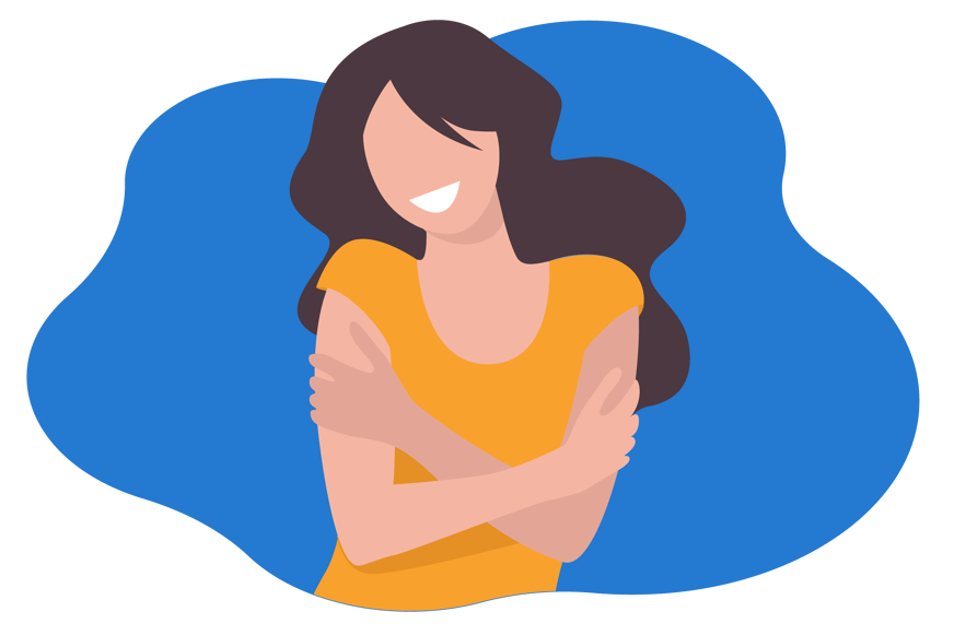 Woman hugging herself